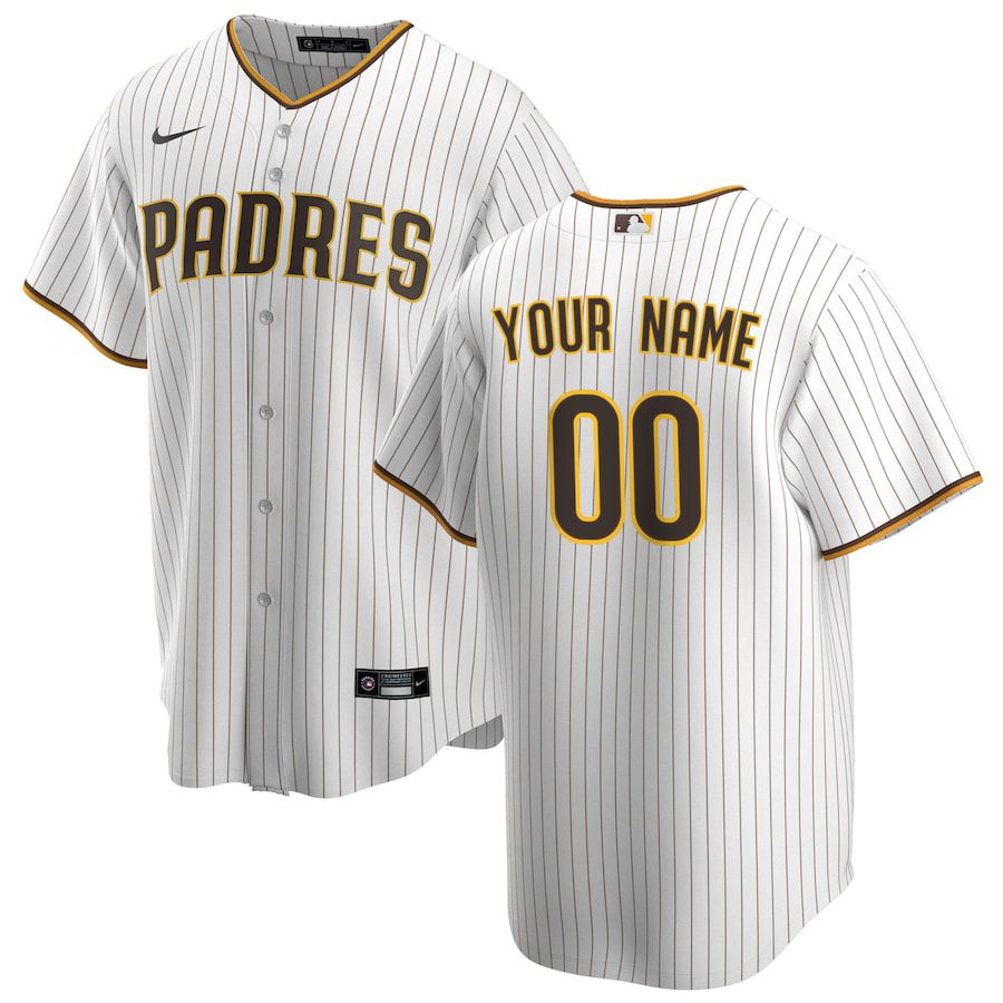 Men San Diego Padres Nike White Home Replica Custom MLB Jersey->customized mlb jersey->Custom Jersey
